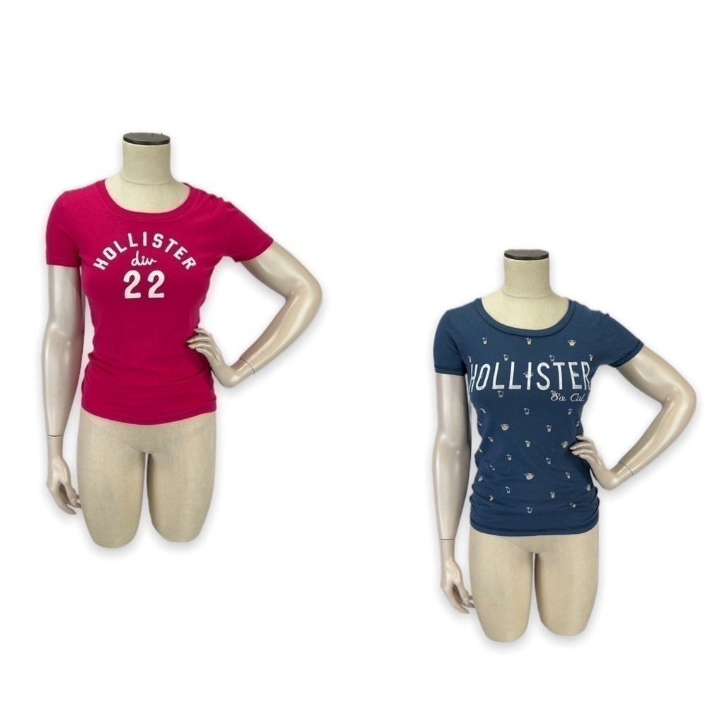 Hollister California 22 Lemonade Logo T-Shirts Tees Small S Bundle of 2 Y2K 90s